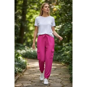 RAMY BROOK Pants Size L NEW $295 Satin Pocket Allyn Pant Shiny Fuchsia Pink